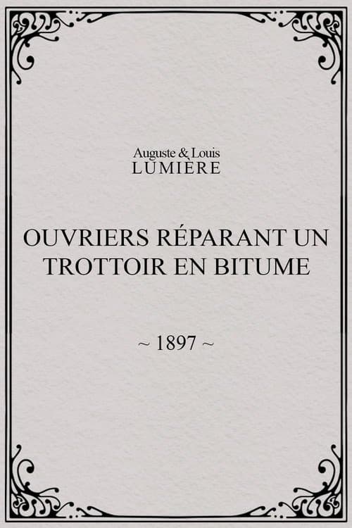 Workers Repairing a Sidewalk with Bitumen